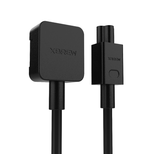 Black electronic cable with 'XBREW' branding